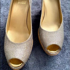 Champagne colored platform wedges